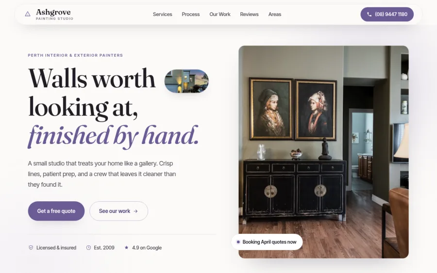Ashgrove Painting, a demo painter website template
