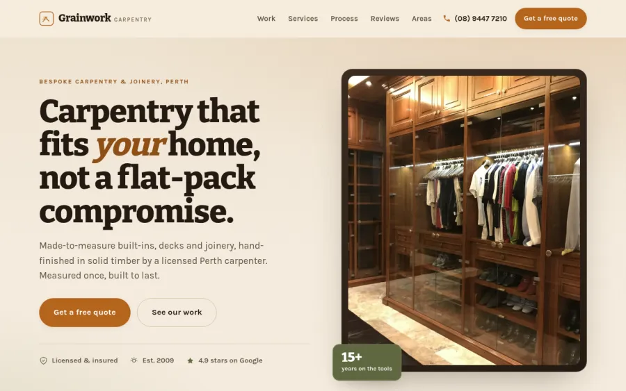 Grainwork Carpentry, a demo carpenter website template
