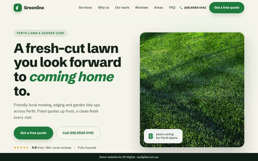 Greenline Lawn Care, a demo lawn & garden website template