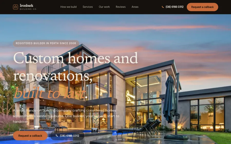 Ironbark Building, a demo builder website template